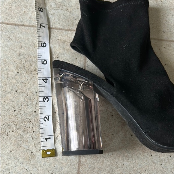 Charlotte Russe Black Heeled Ankle Boots with Peep-Toe - Picture 4 of 4